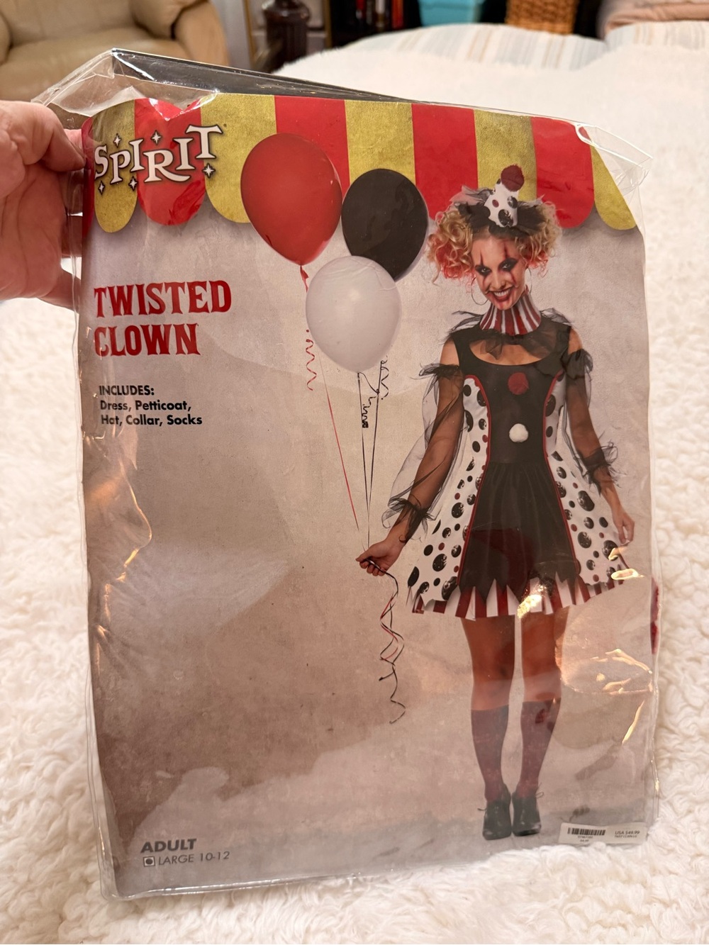 Spirit Halloween Twisted Clown Adult Costume Sz L (10/12)